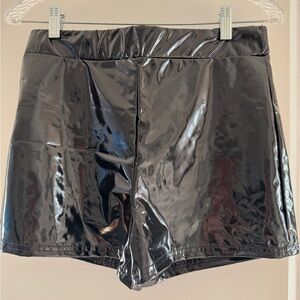 High Waist Black Shiny Shorts NWOT